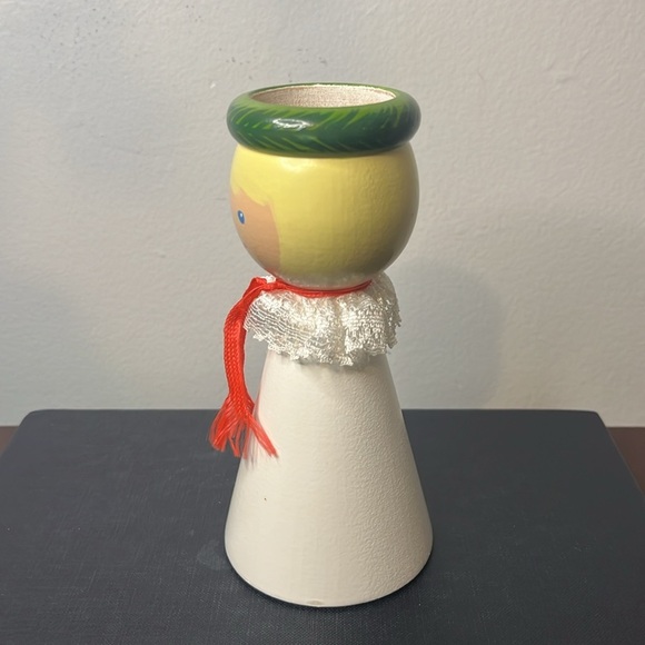 Vintage Wooden Peg Scandinavian Doll Tea Light Candle Holder Sweden - Picture 4 of 8